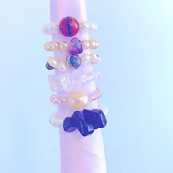 Custom Stretchy Rings [Set of 4]»Soul Embellishments Natural Healing Gemstones - Picture 3 of 16